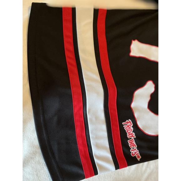 Friday The 13th Jason Voorhees Hockey Jersey Men's S/P Black Red Horror Patch - Picture 10 of 10